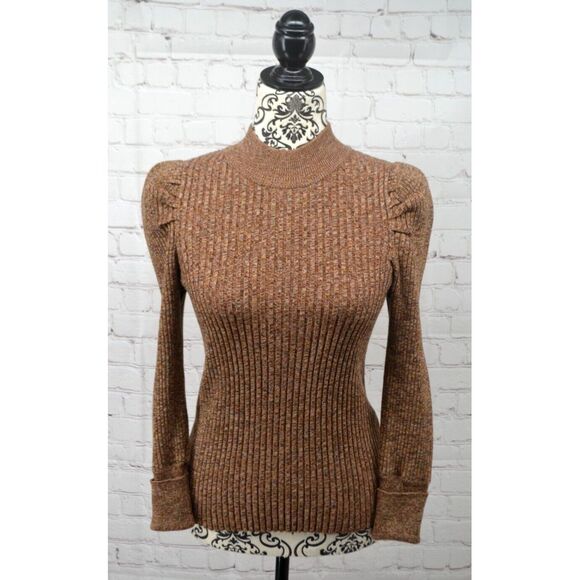 WHO WHAT WEAR Women's Mock Neck‎ Sweater SIZE XS Brown - Picture 1 of 7